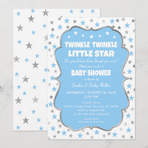 Inbjudningar till Twinkle Star Baby Shower Blue si