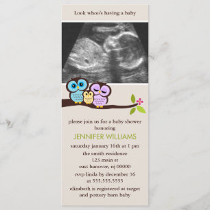 Inbjudningar till Uggla Family Sonogram Photo Baby