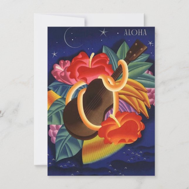 Inbjudningar till Ukulele Hibiscus Aloha Hawaiian  (Framsida)