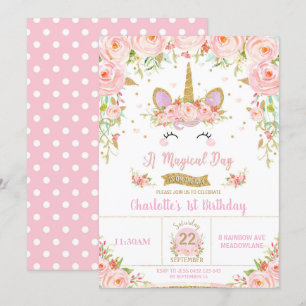Inbjudningar till Unicorn Birthday 1 Birthday Unic