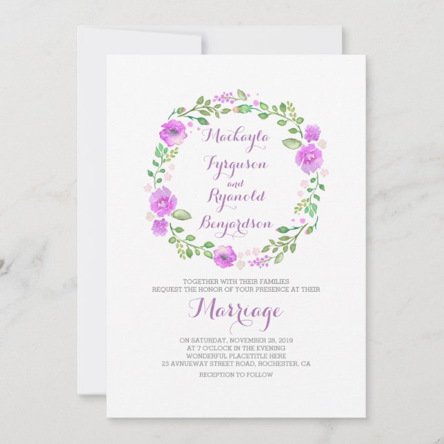 inbjudningar till vattenfärgsutandningsbröllop för (Framsida)