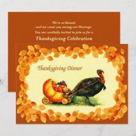 Inbjudningar till vintage Art Thanksgiving - midda