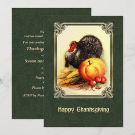 Inbjudningar till vintage Art Thanksgiving - midda