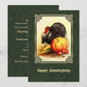Inbjudningar till vintage Art Thanksgiving - midda