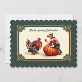 Inbjudningar till vintage Art Thanksgiving - midda