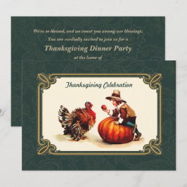 Inbjudningar till vintage Art Thanksgiving - midda
