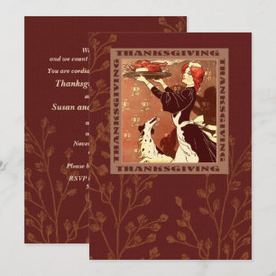 Inbjudningar till vintage Art Thanksgiving - midda
