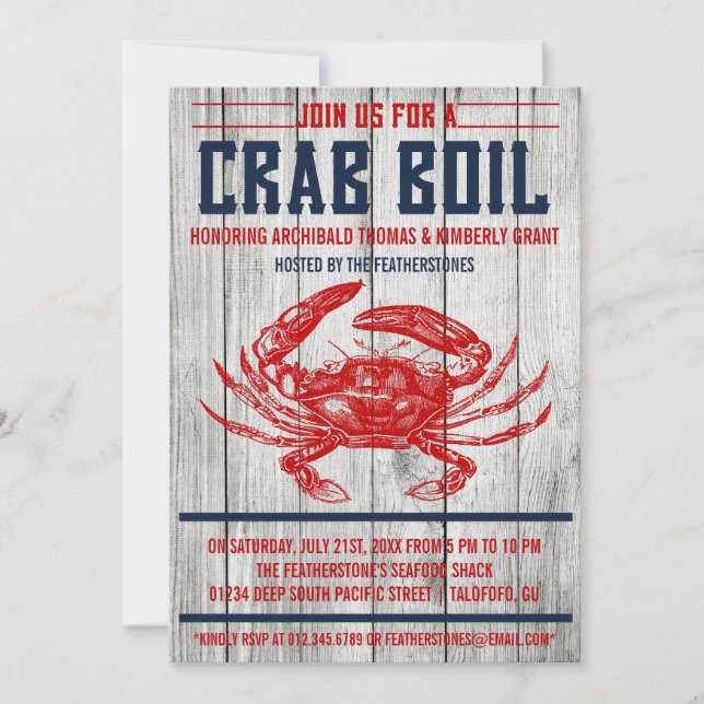 Inbjudningar till Vintage Crab Boil Party (Framsida)