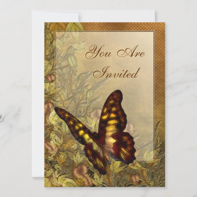 Inbjudningar till Vintage Stil Butterfly Illustrat (Framsida)