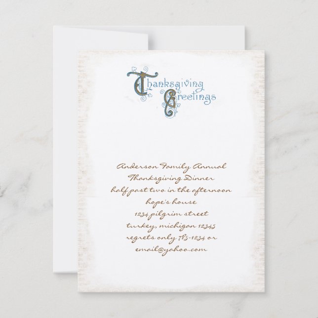 Inbjudningar till vintage Thanksgiving Hälsning (Framsida)