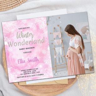 Inbjudningar till Vinter Baby Shower Glitter med f