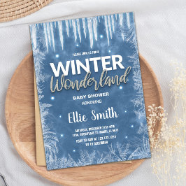 Inbjudningar till Vinter Baby Shower Ice Glitter S
