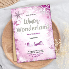 Inbjudningar till Vinterbabyskor Rosa Glitter