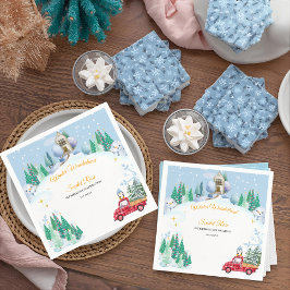 Inbjudningar till vinterlandskapet 1:a födelsedag pappersservett