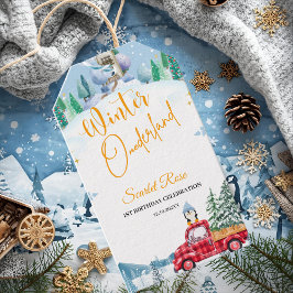 Inbjudningar till vinterlandskapet 1:a födelsedag presentetikett