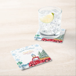 Inbjudningar till vinterlandskapet 1:a födelsedag underlägg papper kvadrat