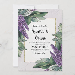 inbjudningar till violett lavender- och eukalyptus