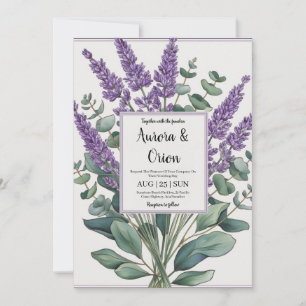 inbjudningar till violett lavender- och eukalyptus