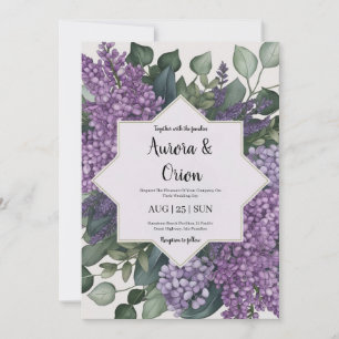 inbjudningar till violett lavender- och eukalyptus