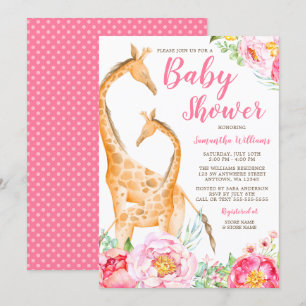 Inbjudningar till Watercolor Giraffe Girl Baby Sho