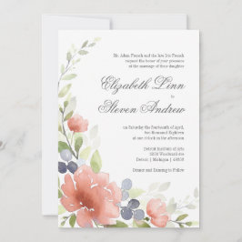 Inbjudningar till Watercolor Peony Wedding
