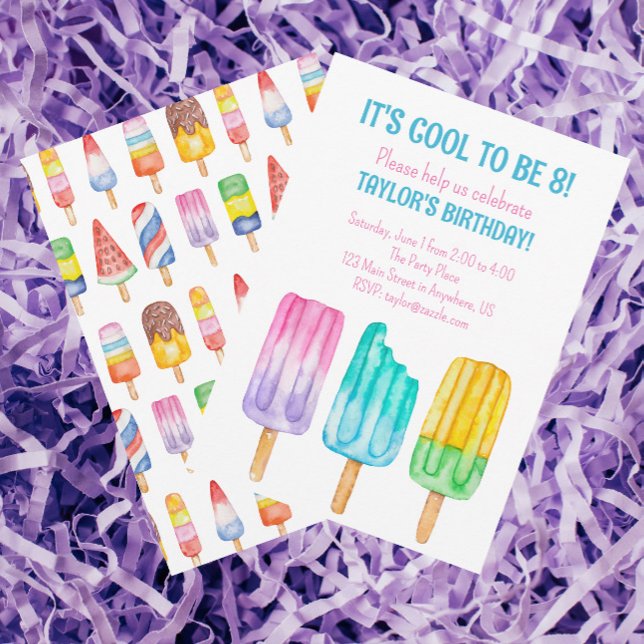Inbjudningar till Watercolor Popsicles Party-grupp (Skapare uppladdad)