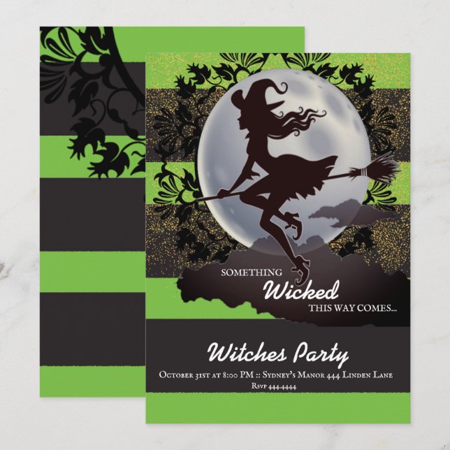 Inbjudningar till Wicked Halloween fest (Fram/baksida)