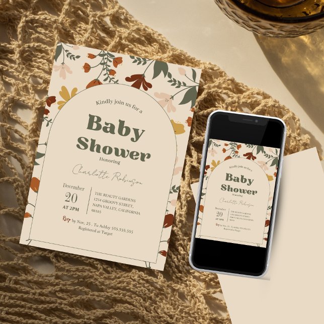 Inbjudningar till Wildblomma Boho Chic Baby Shower (Skapare uppladdad)