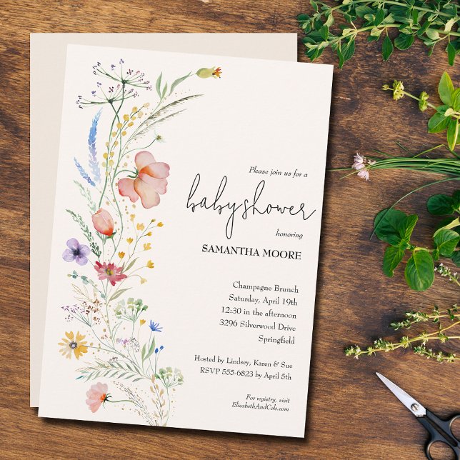 Inbjudningar till Wildblommor Baby Shower (Skapare uppladdad)