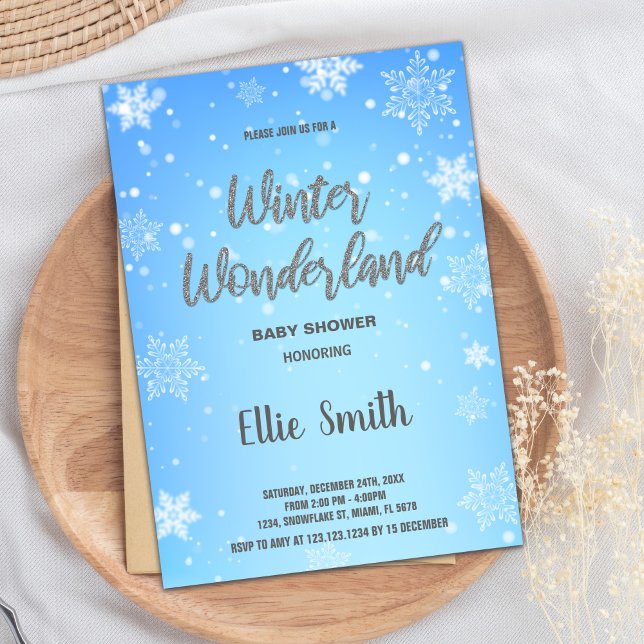 Inbjudningar till Winter Baby Shower White Snö (Winter Baby Shower Invitations White Snow)