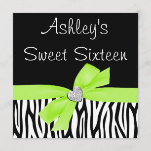 Inbjudningar till Zbra Lime Green Bow Diamond Swee