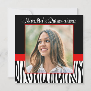 Inbjudningar till Zebra Red Photo Quinceanera