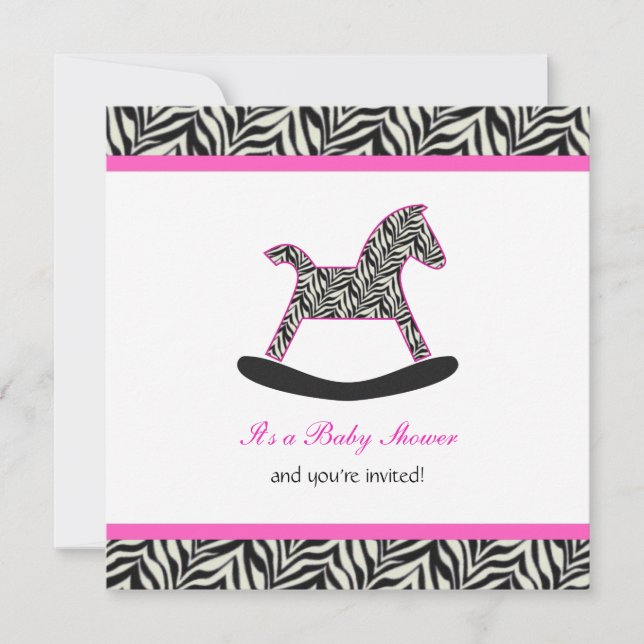 Inbjudningar till Zebra Rocking Horse Party (Framsida)