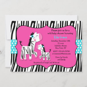 Inbjudningar till zebra tryck Baby Shower