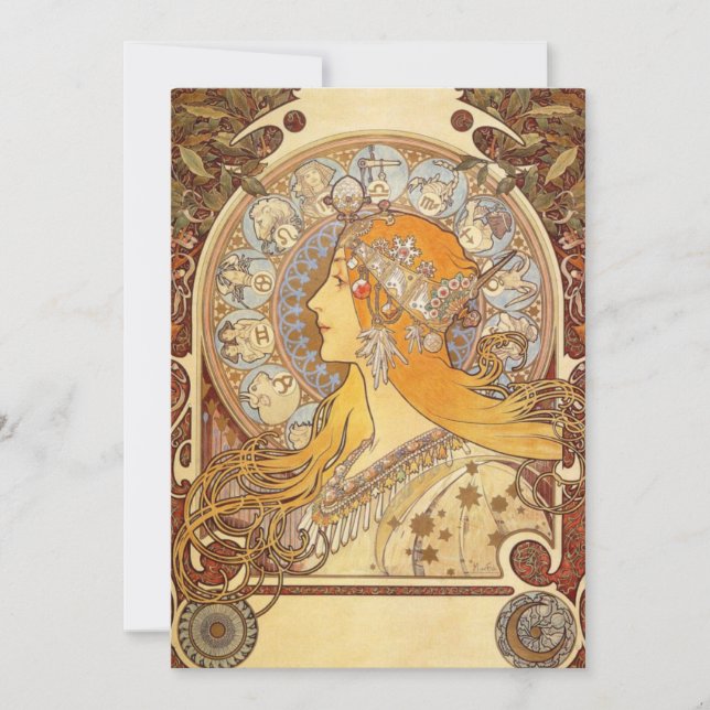 Inbjudningar till Zodiac i art nouveau Alphonse Mu (Framsida)
