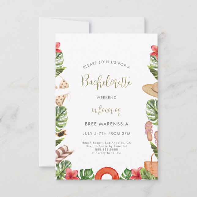 Inbjudningsblock för det tropiska Bachelorette-par Inbjudningar (Framsida)