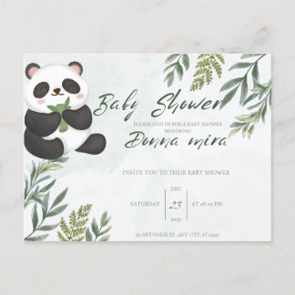 inbjudningsdusch, djur, panda vykort