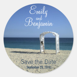 Inbjudningsförsegling - Destination Beach Wedding: Runt Klistermärke