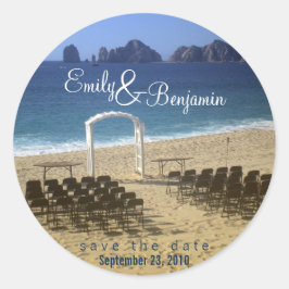 Inbjudningsförsegling - Destination Beach Wedding: Runt Klistermärke