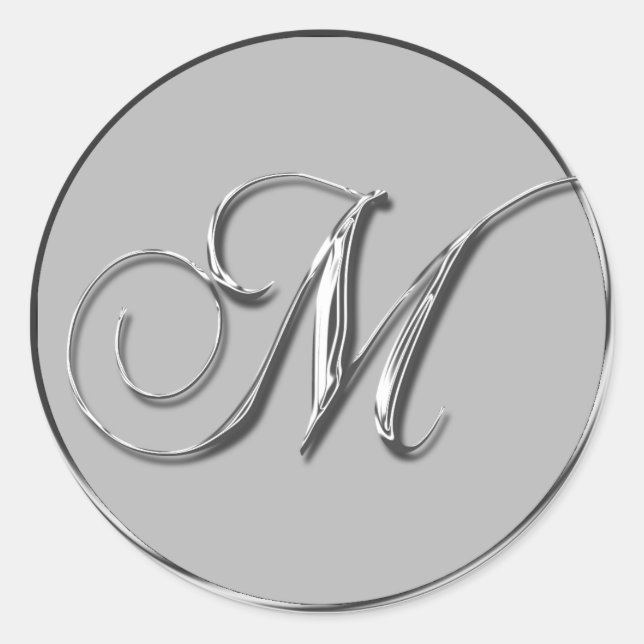 Inbjudningsförsegling till Silver formellt Bröllop Runt Klistermärke (Framsida)