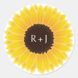 Inbjudningsförsegling till solrosbröllop runt klistermärke