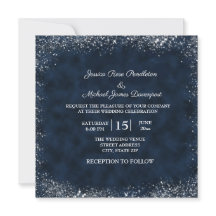 Inbjudningskatorget "Blue White Stardust Wedding S