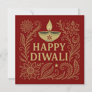 Inbjudningskort elegant Lycklig Diwali Guld