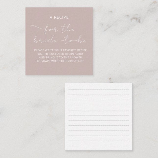 Inbjudningskort "ETT RECEPT" för bröllopsfesten (Fram/baksida)