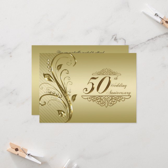 Inbjudningskort för 50-års gyllene bröllopsjubileu (Fram/Back In Situ)