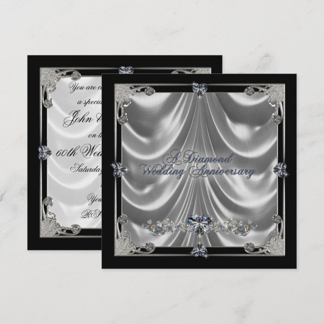 Inbjudningskort för 60-års bröllopsjubileum (Fram/baksida)