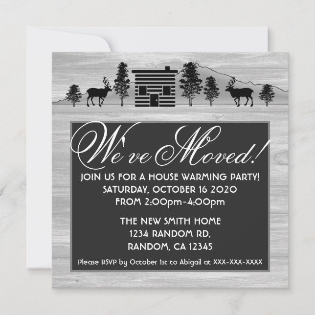 inbjudningskort för anpassade grått-logg för rusti (Framsida)