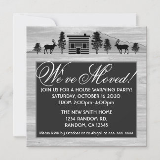 inbjudningskort för anpassade grått-logg för rusti