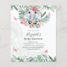 Inbjudningskort för Baby Elephant Girls Baby Showe Flygblad