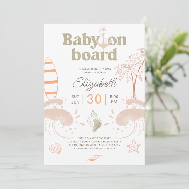 Inbjudningskort för babybabyskor ombord på baby om (Stående Fram)
